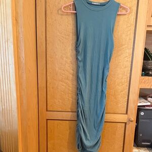 ILLA ILLA Green Asymmetrical Ruched Midi Dress